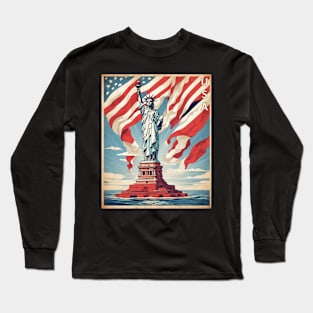 Statue of Liberty Manhattan New York United States of America Tourism Vintage Poster Long Sleeve T-Shirt